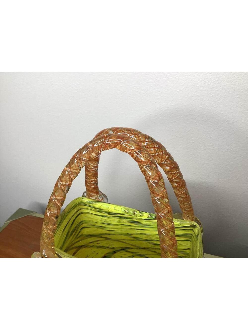 < Vintage Murano Style Art Glass Purse Sculpture/Vase/Catch-All > - Picture 6 of 10